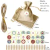 Gift Wrap 24set Christmas Natural Linen Burlap Bag Jute Drawstring Bags With Handles Packaging Party Favor Candy