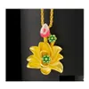 Hanger kettingen lotus ketting zand goud oude methode verbrand blauw groen blad bloem drop levering sieraden hangers dhrwe