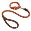 Dog Collars Two-stage Simulation Leather Woven Traction Belt Imitation Pet In Large Dogs And Rope