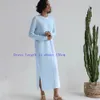 Casual Dresses Midi Knit Womens Oneck Long Sleeve Split Straight Autumn Pure Color Vestidos 230202