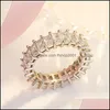 Band Rings Fashion Luxury Glamour Zircon Wedding Women Round Square Stone Party Jewelry Diamond Engagement Hand Drop Delivery DH4VY