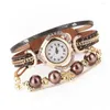 Relojes de pulsera con colgante de perlas, reloj de pulsera analógico de cuarzo para mujer, reloj de pulsera Montre 2023, reloj de vestir, reloj femenino