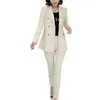 Damskie garnitury Blazery Susielady Kombinezon spodni kombinezon nacięte Blazer Jacket Podwójny biuro noszą kobiece zestawy