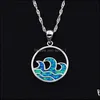 Pendant Necklaces Blue Fire Opal Three Fish Hook Necklace For Gift 1825 T2 Drop Delivery Jewelry Pendants Dh9Ng