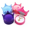 Gift Wrap Portable Mini Organizer Anti Rust Plush Crown Shape Rhinestone Rings Ear Studs Box High Grade Flocking Jewelry Case Pink 3 Dhjar