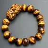 Strand Drop Natural Yellow Tiger Eye Stone Bracelets 12mm Beads Pi Xiu For Men Women Bracelet Wristband Jewelry Accessories