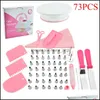 Bakning bakverk 73 st/set rosa t￥rta skivspelare set mtifunktion dekorera kit tube fondant verktyg party k￶k dessert drop deli dhofq