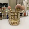 Förvaringslådor Hexagonal Crystal Pen Holder Makeup Brush Pot Container Hem Desktop dekorativ prydnad