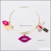 Bangle Fashion Lips Lipstick Charm Charm Bracelets Diy Bangles Expand￭veis Metal Girlfriends Gifts Drop Delivery J￳ias Otfwo