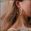 Hoop Huggie South Korea Gold Color Big Circle Earrings Lover Ring Ear for Women Hip Hop Jewelry Gifts Girls Drop Delivery Otwv3