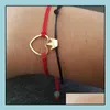 Charm Bracelets Heart Fivepointed Star Bracelet For Women Men Lucky Wax Rope Friendship Red String Couple Jewelry Drop Delivery Ot7Kp