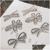 Barrettes à cheveux Barrettes Bijoux de mode Strass Bowknot Fleur Clip Barrette Femmes Filles Épingle à cheveux Dukbill Denté Bobby Pin Drop De Dh7W1