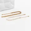 Bracelets de cheville Ailodo minimaliste Imitation perle pour femmes couleur or cubain lien chaîne été plage mode bijoux filles cadeau