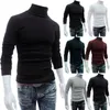 Camisetas masculinas 2023 homens rolam o pescoço de manga longa cor pura cor slim top top moda Turtle básica camiseta m-2xl