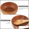 Bowls Set Wooden Vegetable Serving Bowl Fruit Storage Usef Salad Drop Delivery Home Garden Kitchen Dining Bar Dinnerware Dhz5I