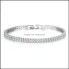 Bracelets à breloques Cubic Zircon Cz Cluster Tennis Bracelet 18K Blanc / Jaune Plaqué Or Étincelant Mode Femmes Bijoux Pour La Fête Wedd Oto0Z