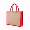 ショッピングバッグ2023ラミネートインテリアと柔らかい綿のハンドル女性食料品の花嫁介添人の贈り物を備えた高品質の黄麻布バッグ