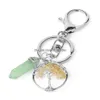 Key Rings Natural Stone Tree Of Life Green Fluorite Hexagonal Prism Keychains Healing Rose Crystal Car Decor Keyholder For W Dhgarden Dhy4K