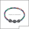 Cavigliere Gioielli Magnetico Ovale Ematite Pietra Bracciale con perline Colore arcobaleno Donna Estate Spiaggia Salute Energia Guarigione Modello Piede goccia Del Dhkrc