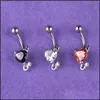 Navel Bell -knop Rings 3 kleuren Little Evil Form Sier 316L Roestvrij stalen sieraden Bars Belly Ring Body Pierc 7 W2 Drop Delivery DHJFZ