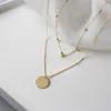 Pendant Necklaces Expensive Thing 18K Gold Double Layer 925 Stering Silver Round Card Pendant Necklace Choker for Women Trendy Fine Jewelry YNC140 G230202