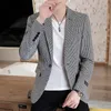 Erkekler Suits Blazers Sonbahar Erkekler Ceket Takımı Onebutton Klasik Houndstooth Kore Style Blazer Demirsiz Erkek Düğün Smokin Takımları Blazer Maskulino 230202