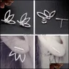 Stud Lotus oorbellen Angel Wings Flower Earring Geometrie Hoop achter Crystal Simple Chic Ear For Women and Drop Delivery Sieraden Otayl