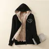 Women's Jackets Women Cat Printed Plush Hooded Coat Winter Thicken Fashion Warm Coats Female Fleece Jacket Zipper Sweater Coat Outwear 230202