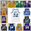 Retro NCAA LSU Tigers Jersey 32 Shaq 34 Koleji Mavi Beyaz Siyah Erkek Giyim Yaz Basketbol Formaları Eski Dikişli Jersey