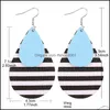 Charm Fashion Women Mtilayer Leather Teardrop Earrings Pu Black And White Stripes Dangle Earring For Girl Design Jewelry Drop Deliver Otyqj