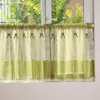 Curtain Pastoral Green Short Tulle Curtains For Kitchen Bathroom Closet Half 2 Layers Door With Bowknots Small Drapes