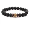 Perline Natural Black Lava Stone Wooded Strand Tigers Eye Perline turchesi Braccialetti Chakra Bracciale diffusore olio essenziale Vo Dhgarden Dhajt