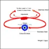 リンクチェーンハンドメイドレッドストリング邪悪なトルコアイブレスレット女性用男性調整可能な編組ロープブレスレット友情ジュエリーギフト博士