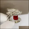 Solitaire Ring Fashion Innovation FL Diamond Tyrannosaurus Rex Luxury Plated 18K Gold Domineering Tap Drop Delivery Jewelry Dhago