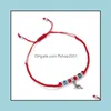 Braccialetti con ciondoli Bracciale con cordino rosso fortunato Blu Malocchio turco per donne Uomini Gioielli fatti a mano per amicizia Regali Consegna di goccia Dhtm4