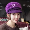 Bérets automne et hiver chapeaux de vieilles femmes d'âge moyen avec des casquettes thermiques en velours antigel antigel tricoté laine coton