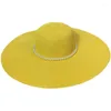 Wide Brim Hats Summer Women Pearl Straw Hat Large Edge Sunscreen Cap Female Sun Beach For Outdoor Travel Foldable