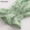 Women's Blouses & Shirts Women Puff Sleeve Elastic Green Square Collar Print Cropped Tops 2023 Short Stre22