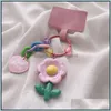 Altro Giardino domestico Fatto a mano Carino Colorf Fiore in resina Portachiavi Cuffie Er Portachiavi Cartoon Charm Bag Pendenti Portachiavi per auto Ragazze Dhce6