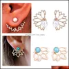 Stud Fashion Lotus Flower Boucles d'oreilles en cristal coréen Chic Imitation Pearl Angel Wings Géométrie pour les femmes Bijoux Drop Delivery Otbzv