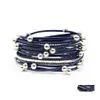 Andere Armbänder 5 Farben Mode Shinning Bead Wrap PU Leder Armband Armreif Frauen Design Mtilayer mit Magnetverschluss Drop Delive Otjua
