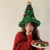 ベレー帽のクリスマスツリー帽子緑の布と大人のティーンズのための光沢のあるティンセルドロップシップ