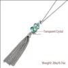 Pendant Necklaces Boho Long Crystal Tassel Necklace 4 Colors Natural Stone Sweater Chain For Women Jewelry Accessary Gifts Drop Deli Ot5Wh