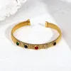 Pulseira de pulseiras de pedra colorida de resina colorida para mulheres pedidos de aço inoxidável banhado a ouro jóias ajustáveis