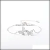 Link Chain Fashion Gold Sier Double Butterfly Charm Cz Bracelet For Women Designer Jewelry Link Cubic Zirconia Wedding Bracelets Bi Otakh