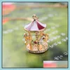 Pendant Necklaces Carousel Horse Fashion Gold Chain Necklace Women Crystal Sweater Jewelry Accessories Drop Delivery Pendants Ot13G