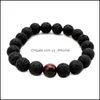 Beaded Strands Fashion Men Lava Beads Bracelets Black Volcanic Rock Tiger Eyes Energy Stone Handmade Buddha Prayer Beaded For Drop Ot9Du