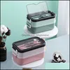 Ensembles De Vaisselle Lunchbox Microwae Chauffage Boîte À Lunch Bento Pour L'école Enfants Employé De Bureau 2 Couches Cuisine Conteneur De Stockage Drop Deliv Dhnht