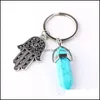 Kluczowe pierścienie Keyring Jewelry Kryształy Ametyst Rose kwarc koralika Chakra Point Kobiety Kamień Naturalny Fatima Hamsain 907 DHGZW