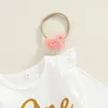 Clothing Sets 018M Baby Girls Birthday One Year Clothes Set Long Sleeve Letter 100% Cotton Bodysuits Layered Mesh Skirt Headband 230202